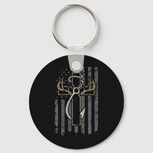 Faith Hunting Fishing - Christian Hunter Fisherman Keychain