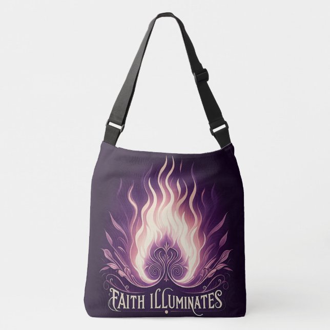 Faith Illuminates Purple Light  Crossbody Bag (Front)