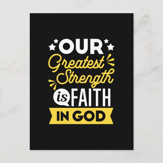 Faith in God – Our Greatest Strength Quote Postcard (Front)