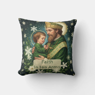 Faith in His Arms Saint Patrick with Baby Jesus  Throw Pillow