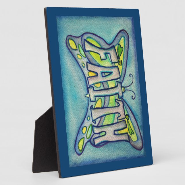 Faith Inspirational Papillon Peinture Plaque cadea (Côté)
