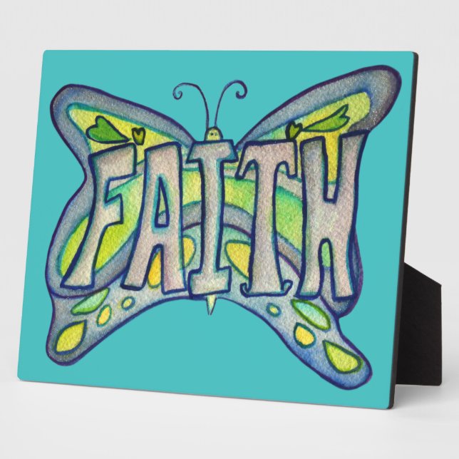 Faith Inspirational Papillon Peinture Plaque cadea (Côté)