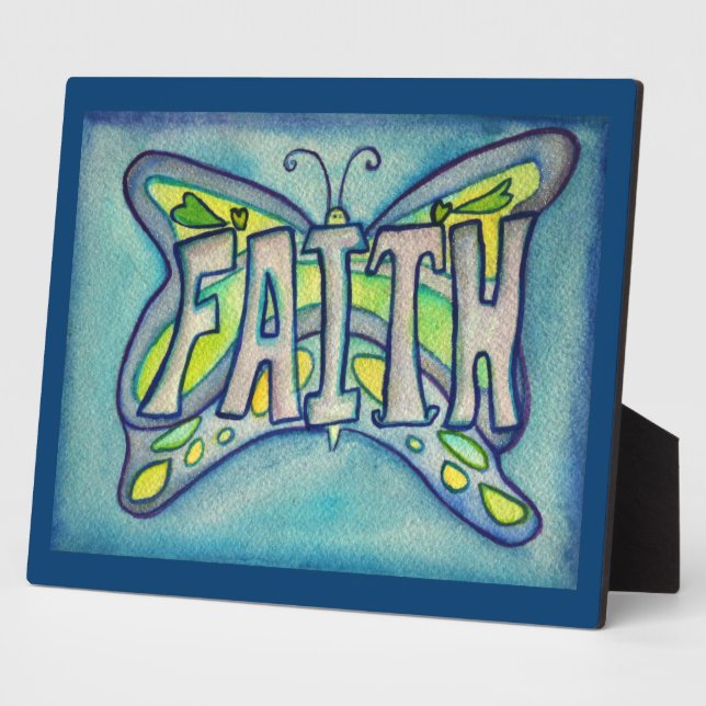 Faith Inspirational Papillon Peinture Plaque cadea (Côté)