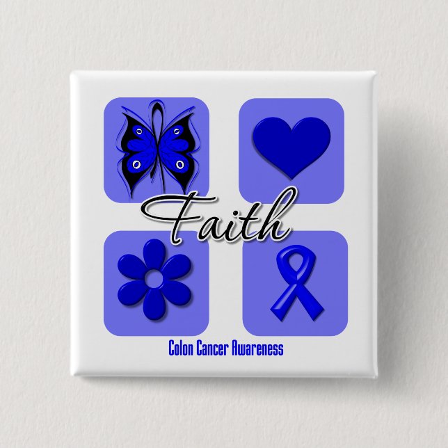 Faith Inspirations Colon Cancer 2 Inch Square Button (Front)