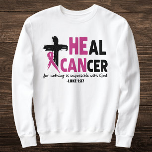 Faith-Inspired 'Heal Cancer' Pink Ribbon and Cross Sweatshirt