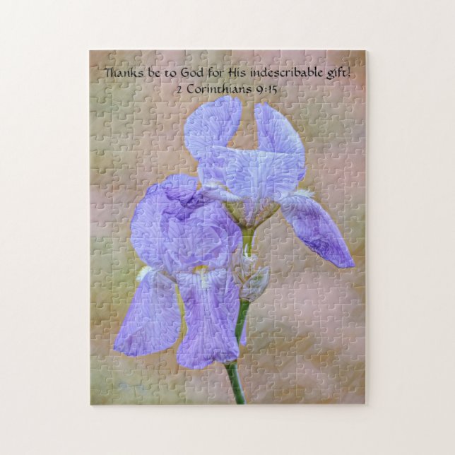 Faith Iris Blue Flower Bible Verse Puzzle (Vertical)