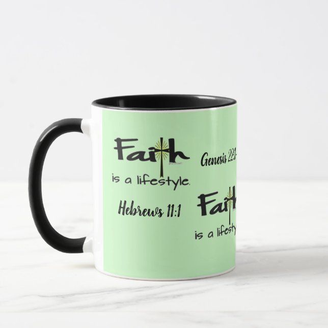 "Faith is a Lifestyle" - Hot Beverage Cup / Mug (Gauche)
