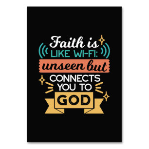 Faith Is Like WiFi Funny Christian Quote Art Table Number