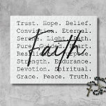 Faith Jigsaw Puzzle<br><div class="desc">Set against a white background, this jigsaw puzzle features the word “faith” in flowing script that stretches confidently across the center. Behind it, filling the space beneath the main word, are lowercase typewriter-style words—each one a reflection of faith’s many facets. Words like trust, hope, peace, truth, and belief stand out...</div>