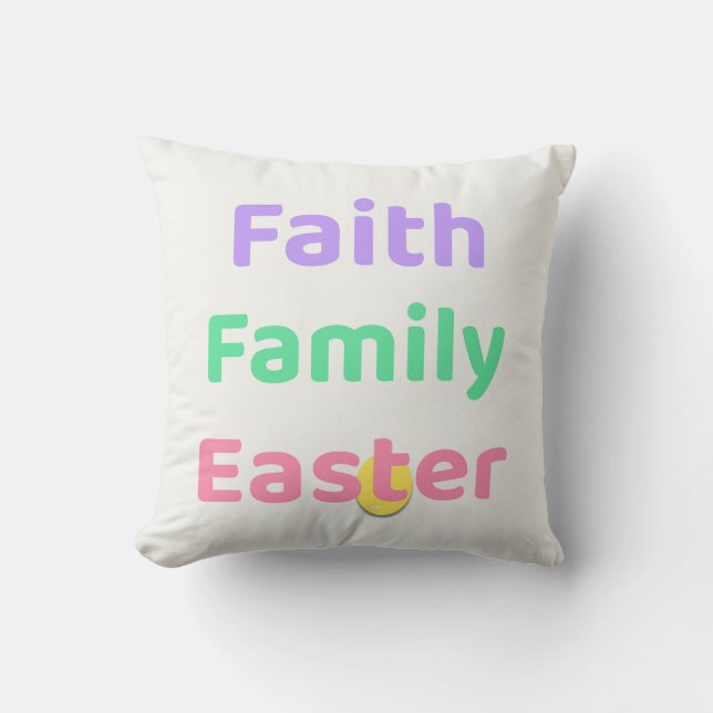Faith & Joy Easter Pillow – Faith Family Easter (Front)