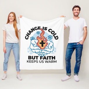 Faith Keeps Us Warm -  Uplifting Winter Artwork Fleece Blanket