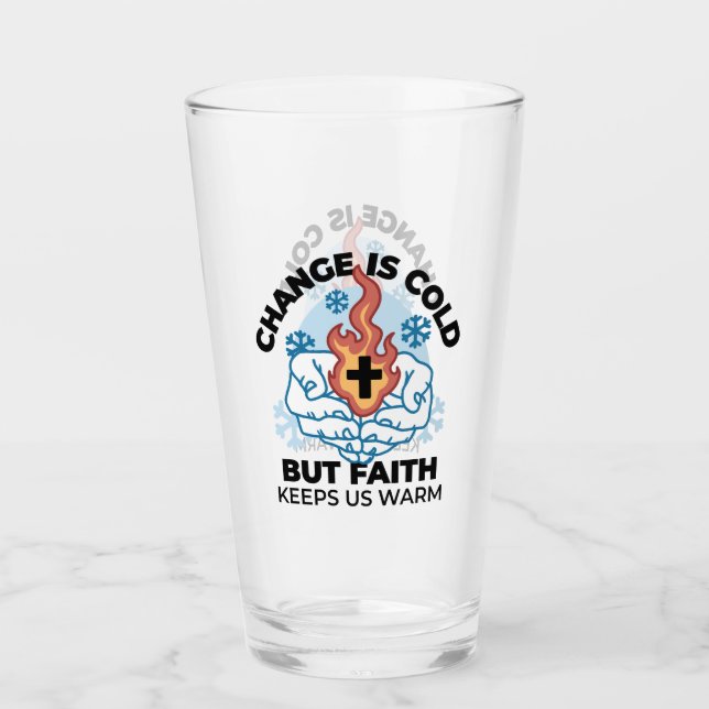 Faith Keeps Us Warm -  Uplifting Winter Artwork Glass (Front)