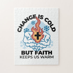 Faith Keeps Us Warm -  Uplifting Winter Artwork Jigsaw Puzzle