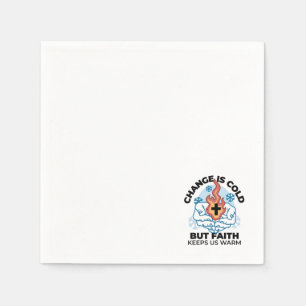 Faith Keeps Us Warm -  Uplifting Winter Artwork Napkin