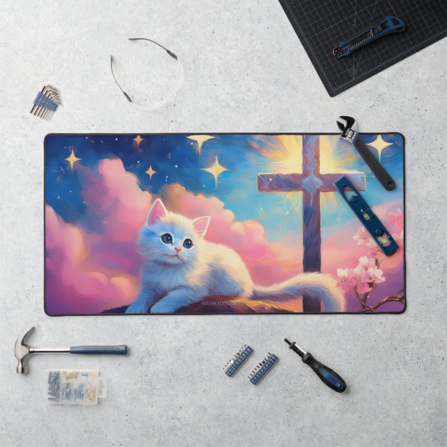Faith Kitten - Mousemat Desk Mat (Workstation)