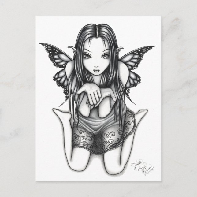 "Faith" Kneeling Butterfly Fairy Art Postcard (Front)