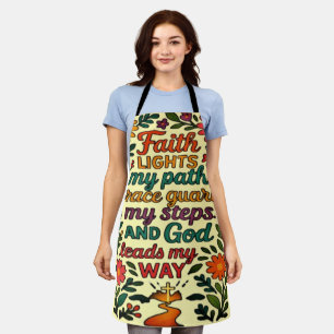 Faith Lights My Path Christian Art - Inspirational Apron