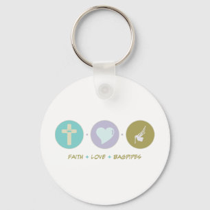 Faith Love Bagpipes Keychain