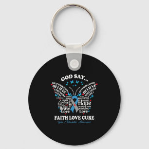 Faith Love Cure Butterfly T1d Type 1 Diabetes Awar Keychain