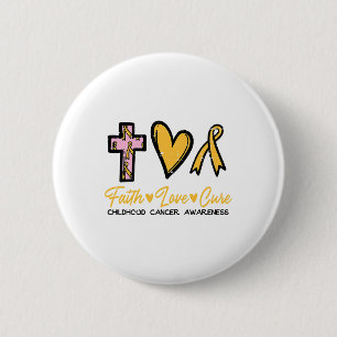 Faith Love Cure Childhood Cancer Awareness Ribbon 2 Inch Round Button