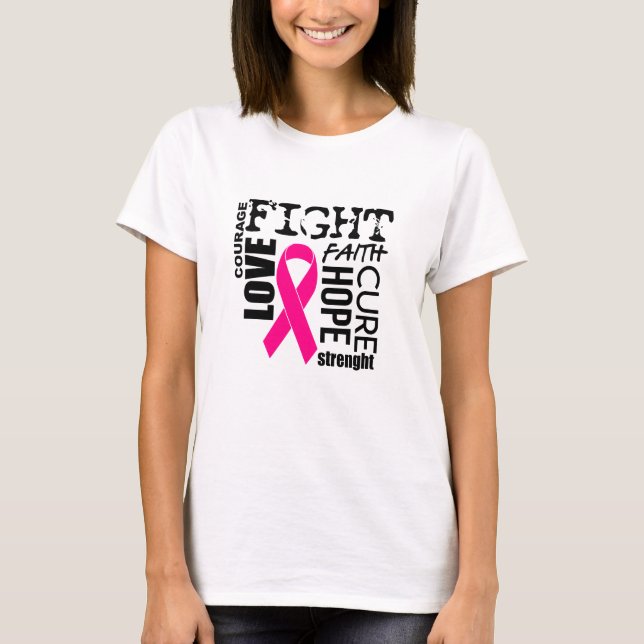 Faith,Love,Cure,Faith,Hope Courage Strength T-Shirt (Front)