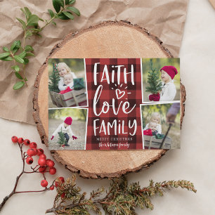 Faith Love Family Christmas Photo Collage Holiday Card