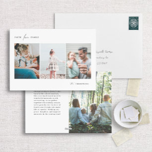 Faith, Love, Family Minimalist Multi Photo Holiday Card