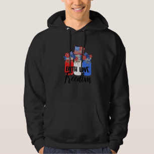 Faith Love Freedom  American Flag Mason Jar Christ Hoodie
