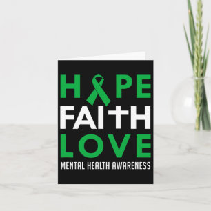 Faith Love Green Ribbon Mental Health Awareness Card
