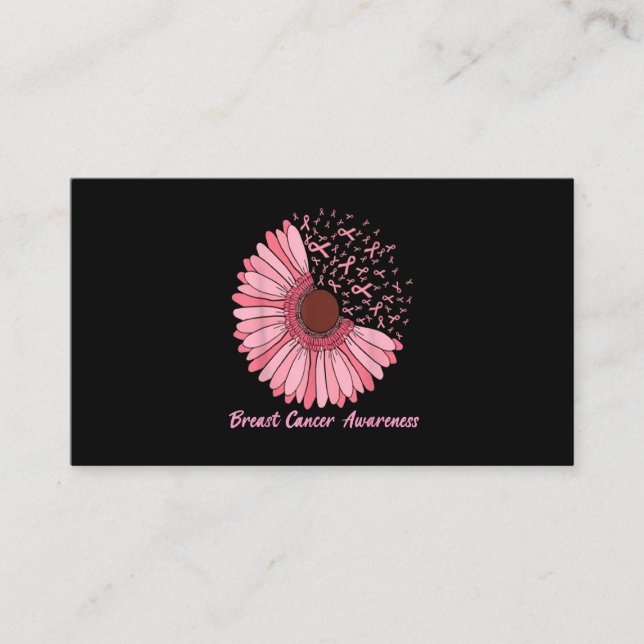 Faith Love Hope Pink daisy Flower Breast Cancer Aw Business Card (Front)