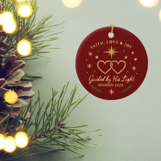 Faith love & joy guided by his light  ceramic ornament