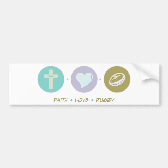 Faith Love Rugby Bumper Sticker (Front)
