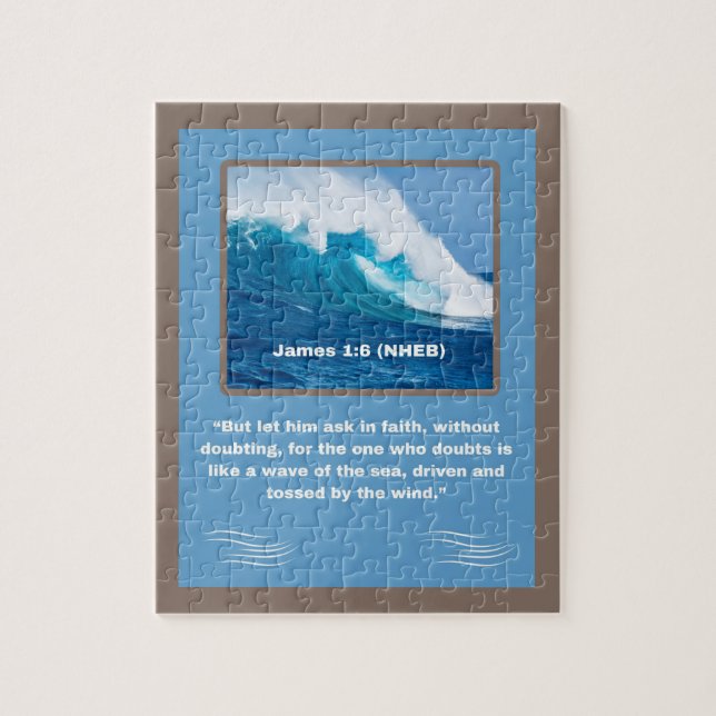 Faith Message - Bible Verse - James 1:6 - 8 x 10 - Jigsaw Puzzle (Vertical)