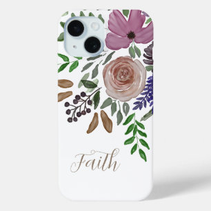 Faith Modern Feminine Christian White Floral iPhone 15 Case