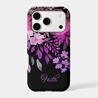 Faith Modern Feminine Pink Purple Floral Black