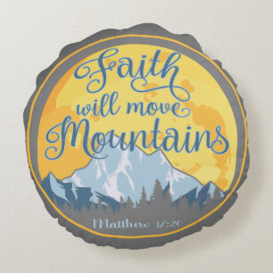 Faith Mountains Christian Design Round Pillow
