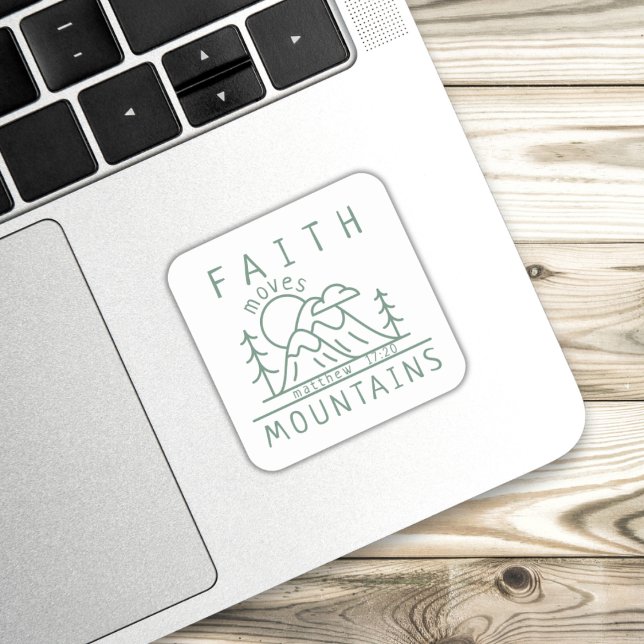 Faith Moves Mountains Bible Verse Christian Square Sticker (Creator Uploaded)
