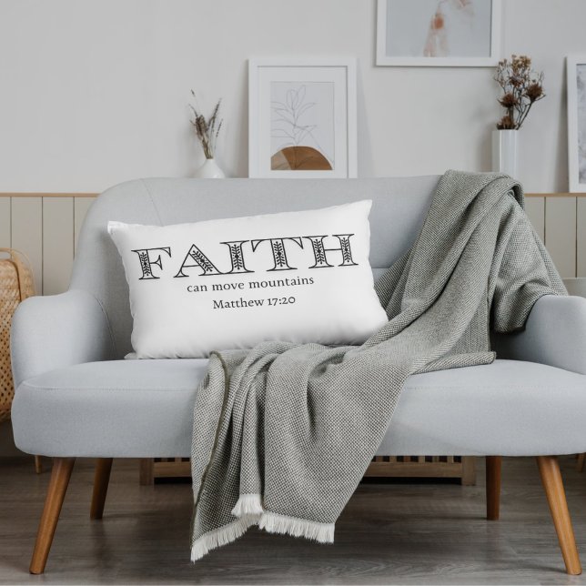 Faith Moves Mountains Christian Lumbar Pillow (Creator Uploaded)