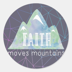 Faith Moves Mountains Purple Angles Classic Round Sticker