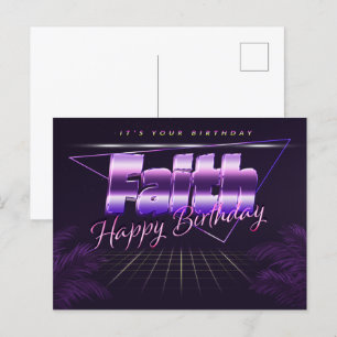 Faith Name First name purple postcard birthday