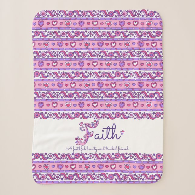 Faith name meaning hearts and flower art blanket (Front)