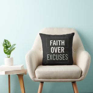 Faith Over Excuses Gym Motivation – Christian Disc Throw Pillow