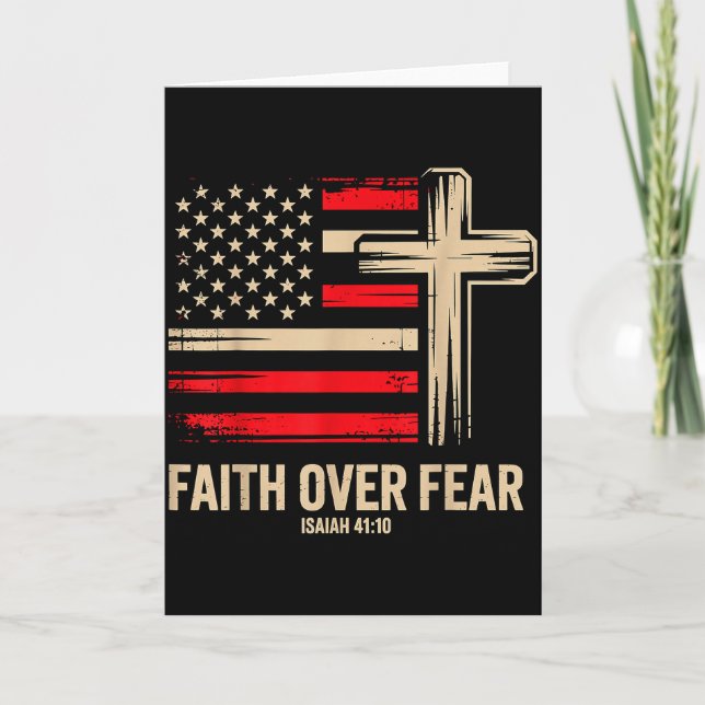 Faith Over Fear American Flag  Card (Front)