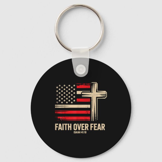 Faith Over Fear American Flag  Keychain (Front)