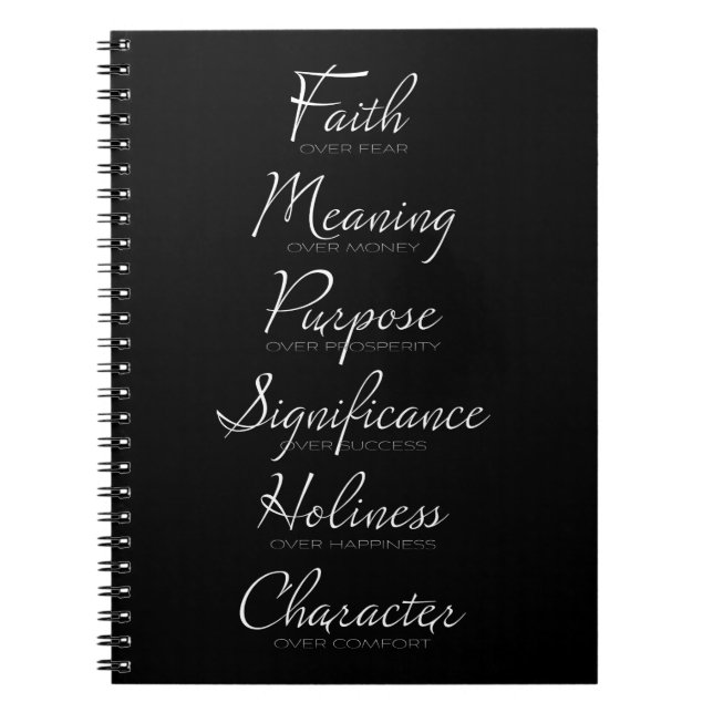 Faith Over Fear and Character over Comfort Notebook (Front)
