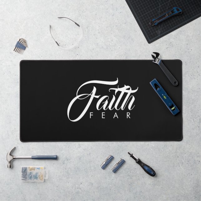 Faith Over Fear Black Desk Mat (Workstation)