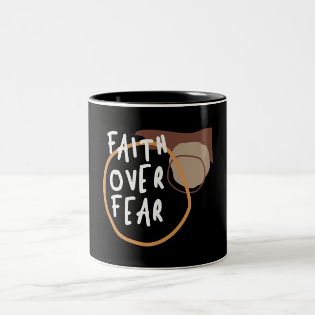 Faith Over Fear - Bold Christian Quote Two-Tone Coffee Mug (Center)