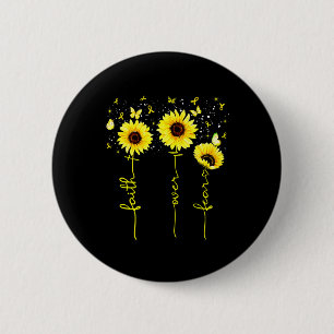 Faith Over Fear Childhood Cancer Awareness Sunflow 2 Inch Round Button