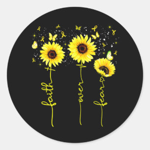 Faith Over Fear Childhood Cancer Awareness Sunflow Classic Round Sticker