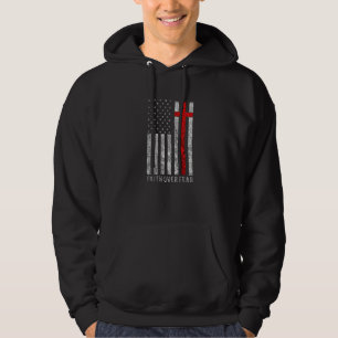 Faith Over Fear Christain Cross American Flag Bibl Hoodie
